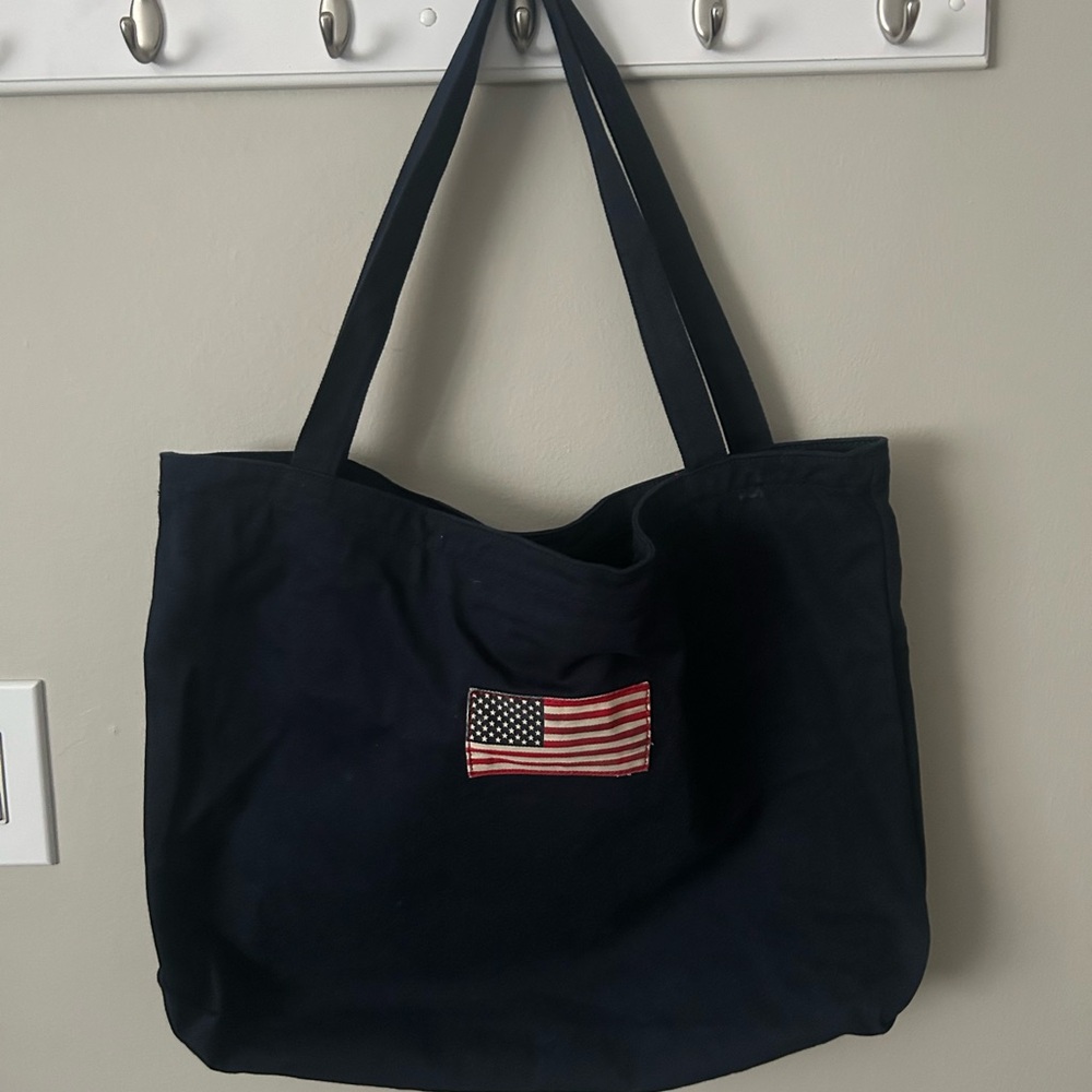 Brandy Melville Navy Tote Bag with American Flag Patch